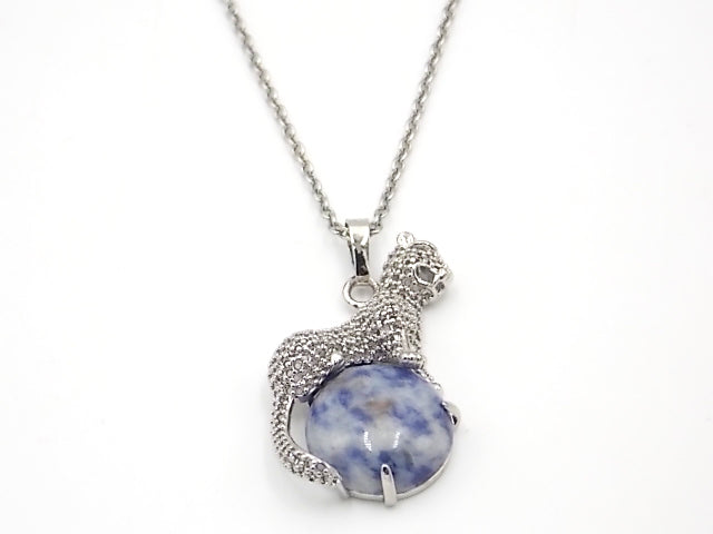Colgante con forma de Leopardo de 34x21mm con piedra natural de Sodalita