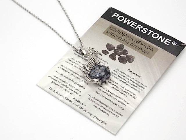 Colgante con forma de Leopardo de 34x21mm con piedra natural de Obsidiana nevada