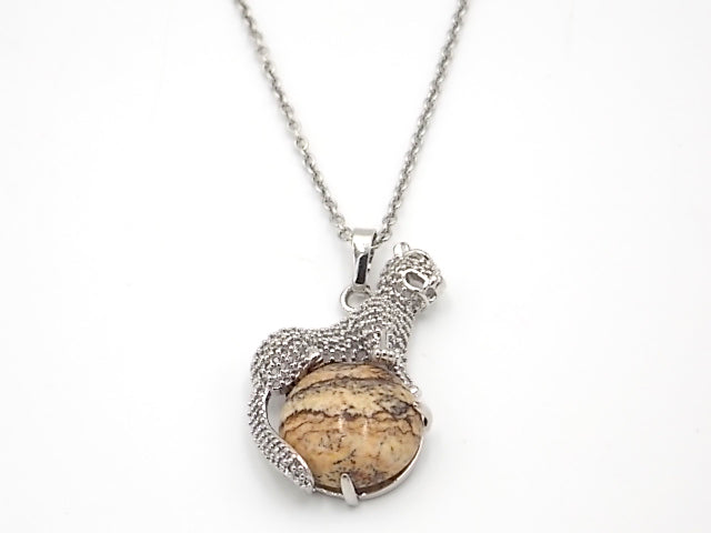 Colgante con forma de Leopardo de 34x21mm con piedra natural de Jaspe madera