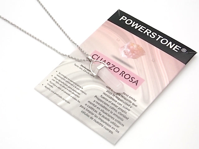 Colgante de piedra natural de Cuarzo rosa en forma de Doble punta