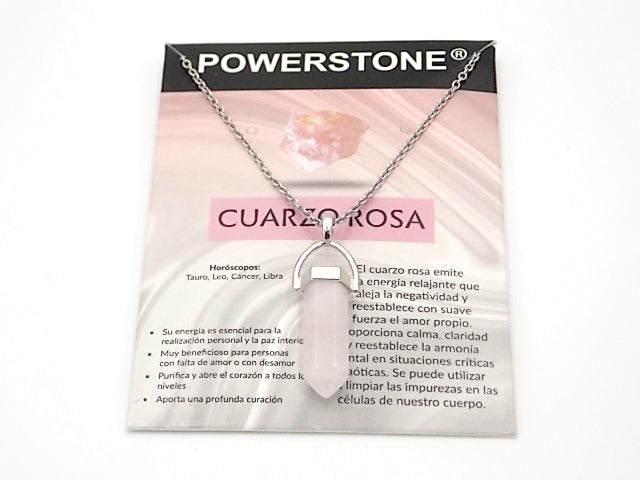 Colgante de piedra natural de Cuarzo rosa en forma de Doble punta