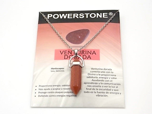 Colgante de piedra natural de Venturina dorada en forma de Doble punta