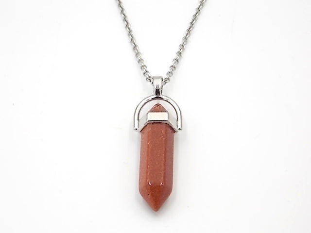 Colgante de piedra natural de Venturina dorada en forma de Doble punta