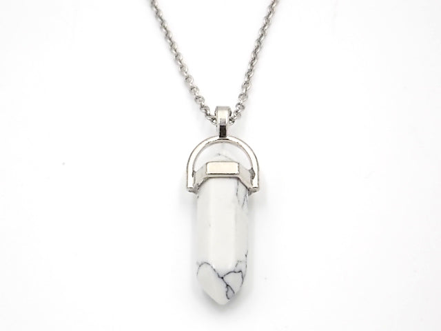 Colgante de piedra natural de Howlite en forma de Doble punta