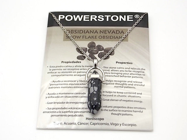 Colgante de piedra natural de Obsidiana nevada en forma de Doble punta