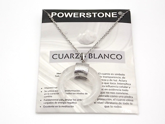 Colgante de piedra natural de Cuarzo blanco en forma de Luna invertida de 28mm