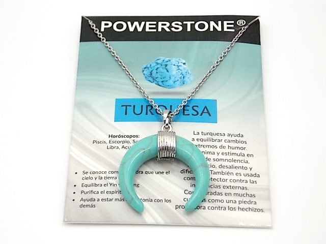 Colgante de piedra natural de Turquesa en forma de Luna invertida de 28mm