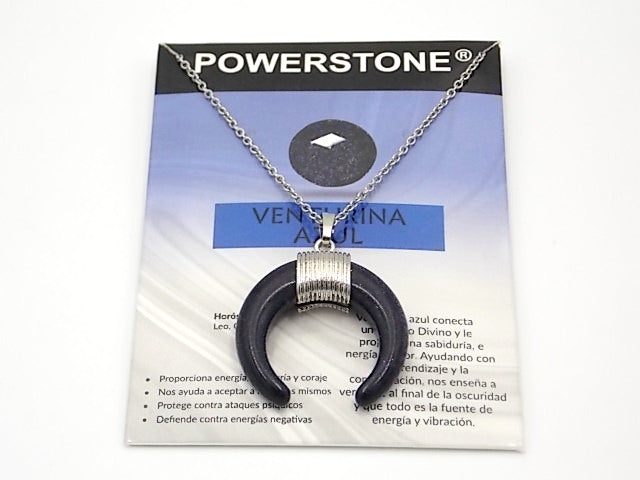 Colgante de piedra natural de Venturina azul en forma de Luna invertida de 28mm