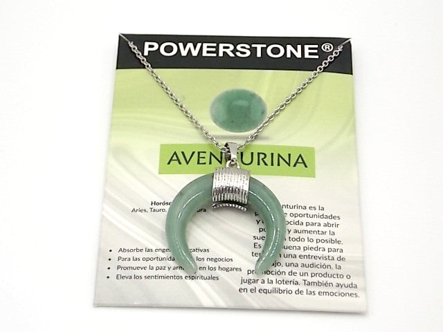 Colgante de piedra natural de Venturina verde en forma de Luna invertida de 28mm