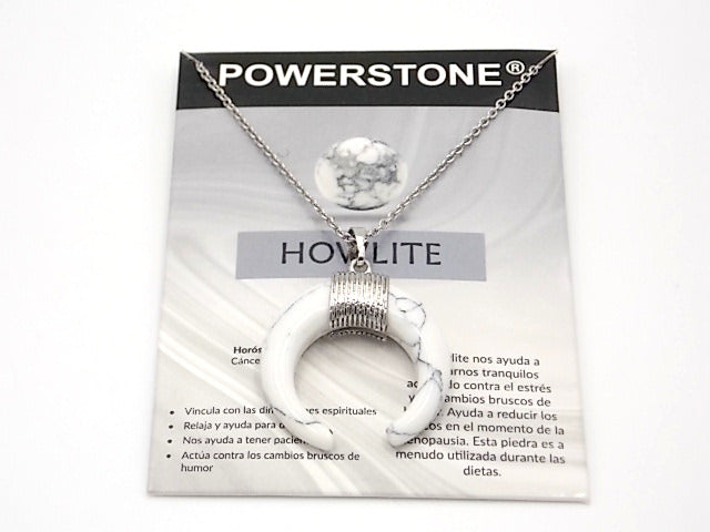 Colgante de piedra natural de Howlite en forma de Luna invertida de 28mm