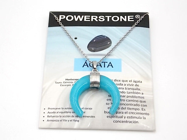 Colgante de piedra natural de Ágata azul en forma de Luna invertida de 28mm