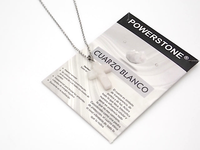 Colgante de piedra natural de Cuarzo blanco en forma de Cruz de 25x18mm