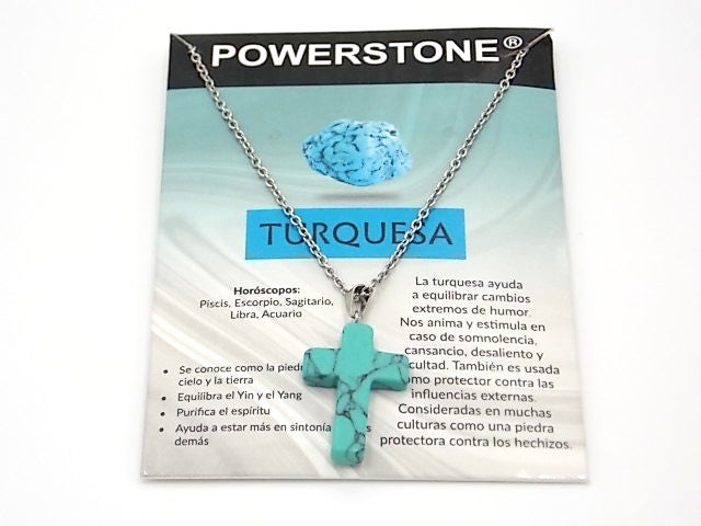 Colgante de piedra natural de Turquesa en forma de Cruz de 25x18mm