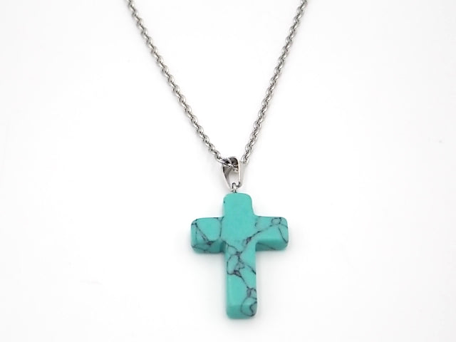 Colgante de piedra natural de Turquesa en forma de Cruz de 25x18mm