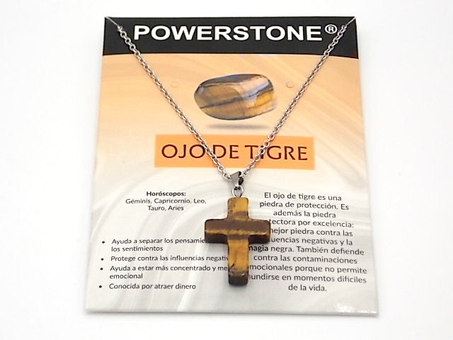 Colgante de piedra natural de Ojo de tigre en forma de Cruz de 25x18mm