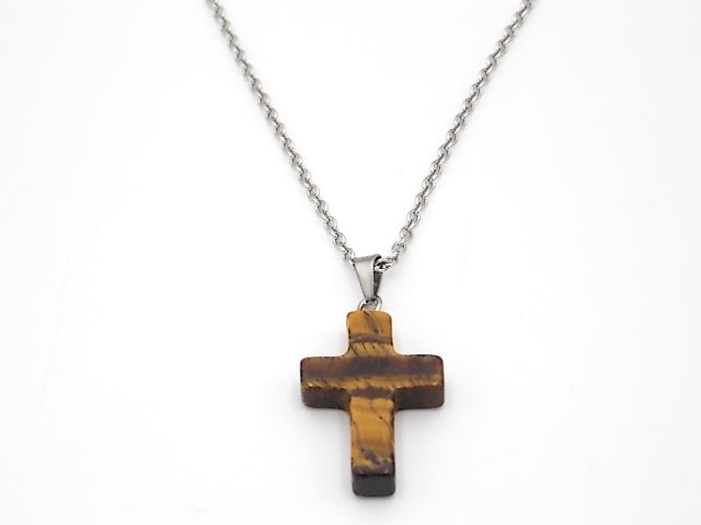 Colgante de piedra natural de Ojo de tigre en forma de Cruz de 25x18mm