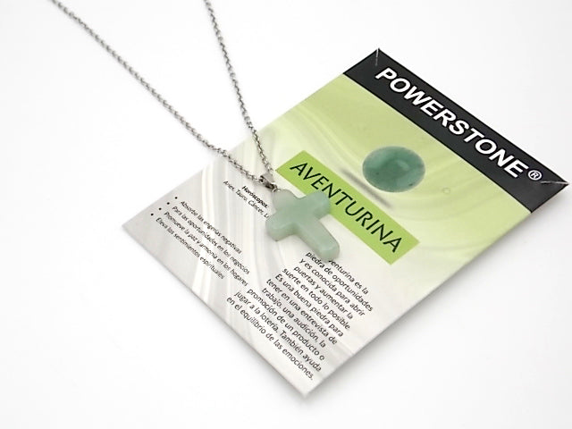 Colgante de piedra natural de Venturina verde en forma de Cruz de 25x18mm