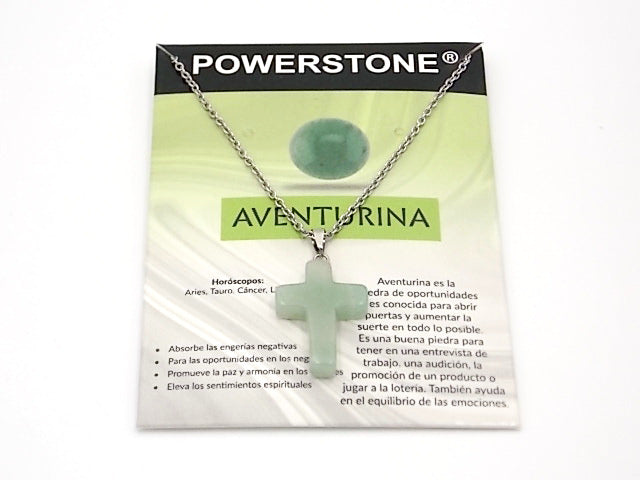Colgante de piedra natural de Venturina verde en forma de Cruz de 25x18mm