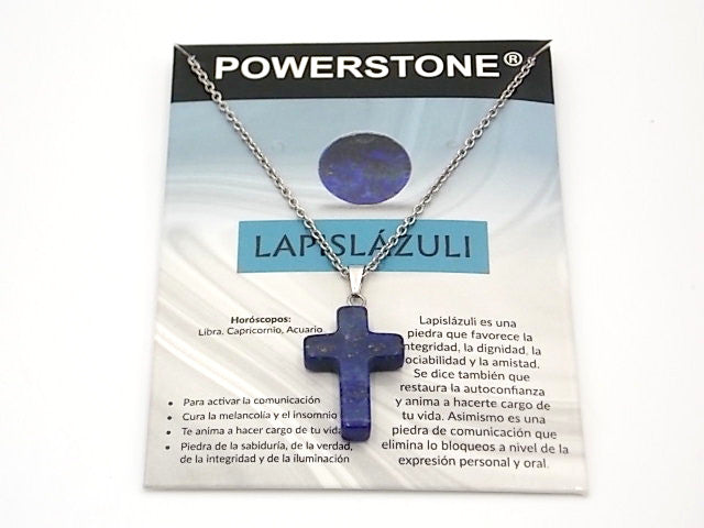 Colgante de piedra natural de Lapislázuli en forma de Cruz de 25x18mm