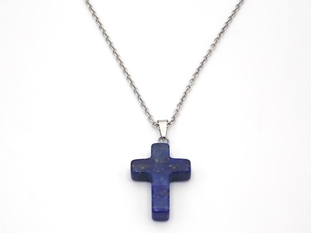 Colgante de piedra natural de Lapislázuli en forma de Cruz de 25x18mm