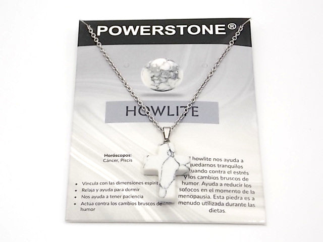 Colgante de piedra natural de Howlite en forma de Cruz de 25x18mm
