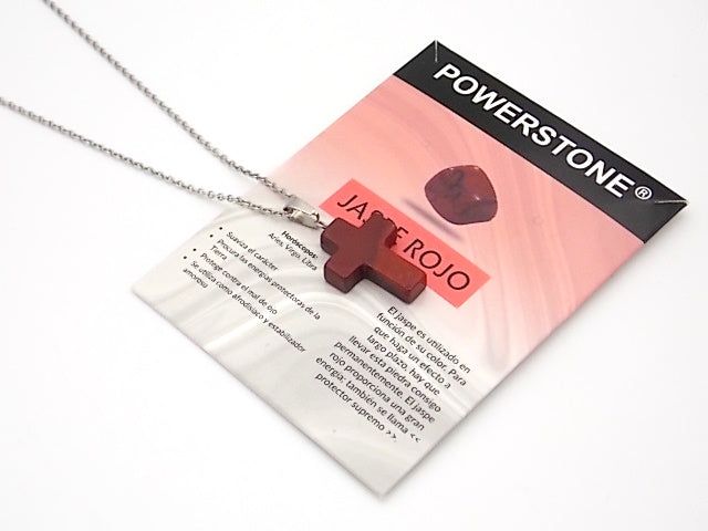 Colgante de piedra natural de Jaspe rojo en forma de Cruz de 25x18mm