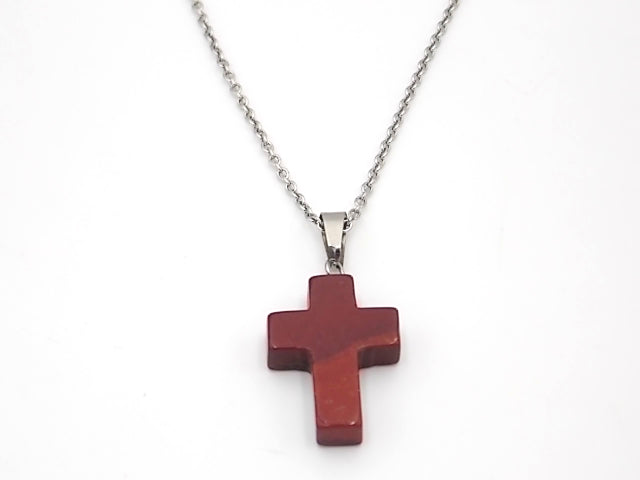 Colgante de piedra natural de Jaspe rojo en forma de Cruz de 25x18mm