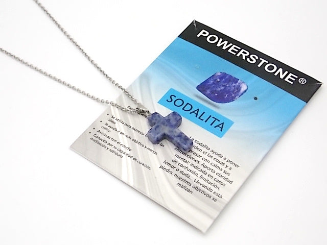 Colgante de piedra natural de Sodalita en forma de Cruz de 25x18mm