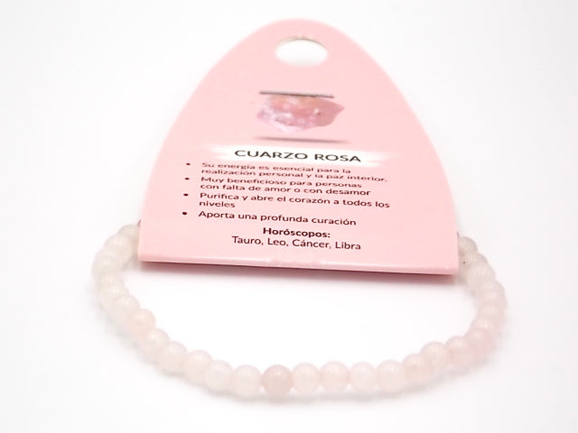 Pulsera de piedra natural de Cuarzo rosa de 4mm