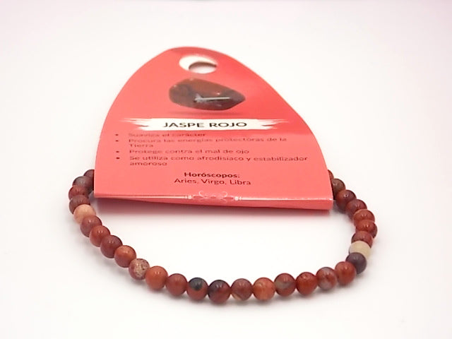 Pulsera de piedra natural de Jaspe rojo de 4mm