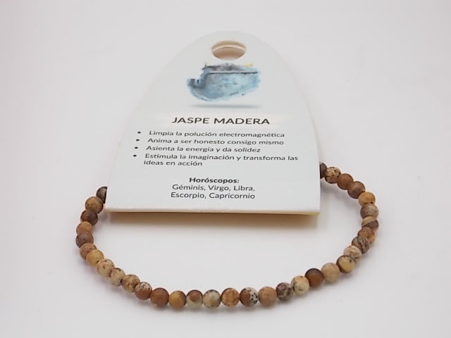 Pulsera de piedra natural de Jaspe madera de 4mm