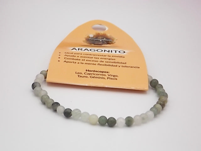 Pulsera de piedra de origen natural de Aragonito de 4mm