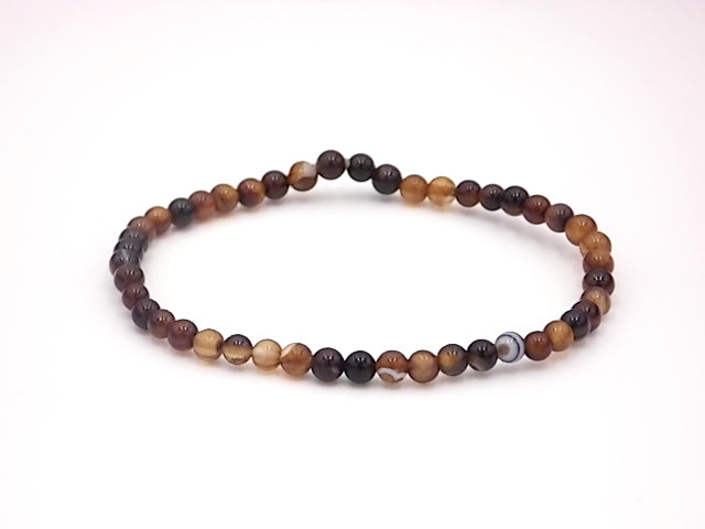 Pulsera de piedra natural de Ágata marrón de 4mm