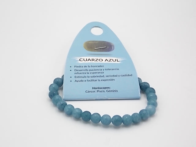 Pulsera de piedra natural de Cuarzo azul de 6mm