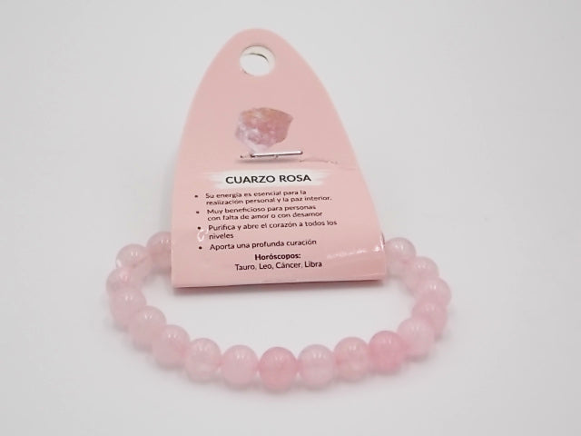 Pulsera de piedra natural de Cuarzo rosa de 8mm