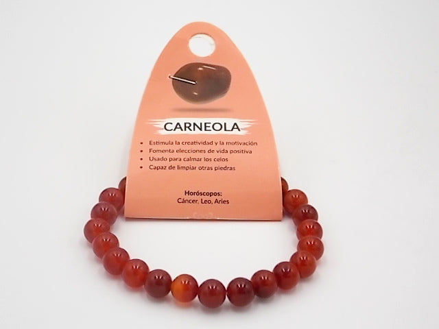 Pulsera de piedra natural de Carneola de 8mm