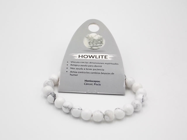 Pulsera de piedra natural de Howlite de 8mm