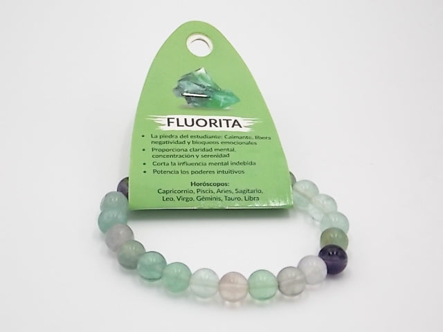 Pulsera de piedra natural de Fluorita de 8mm