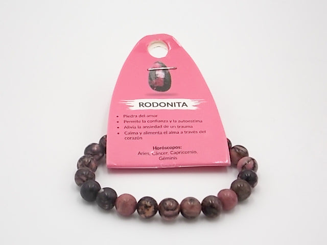 Pulsera de piedra natural de Rodonita de 8mm