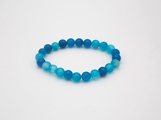 Pulsera de piedra natural de Ágata azul de 8mm