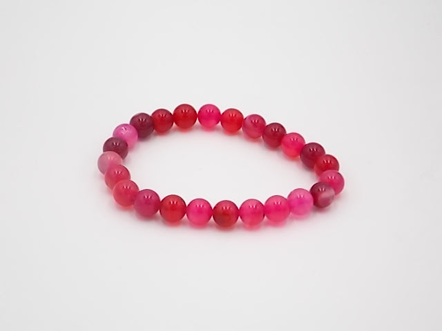 Pulsera de piedra natural de Ágata fuchsia de 8mm