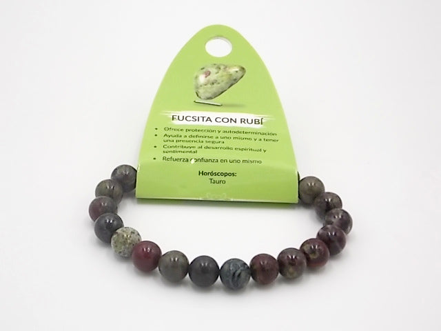 Pulsera de piedra natural de Rubí en fuchsita de 8mm