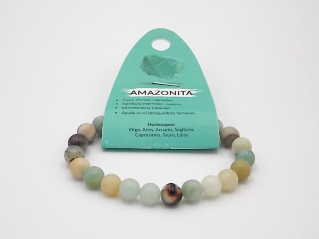 Pulsera de piedra natural de Amazonita de 8mm