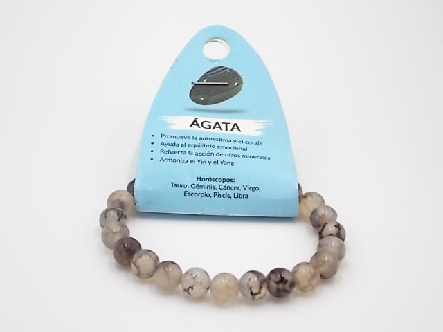 Pulsera de piedra natural de Ágata araña de 8mm