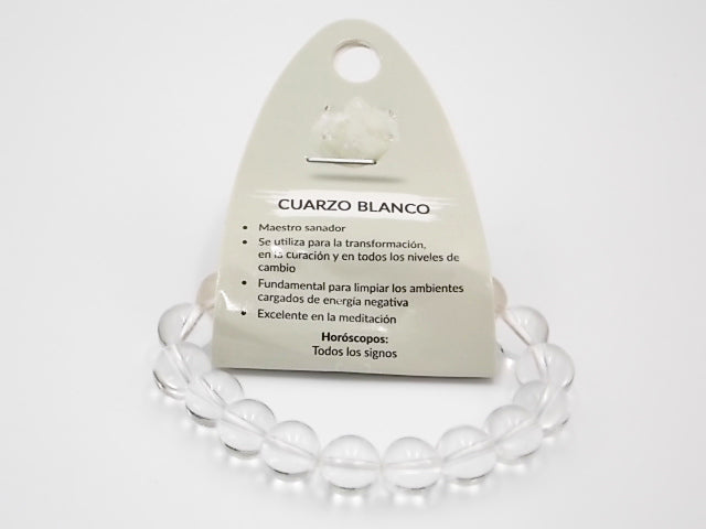Pulsera de piedra natural de Cuarzo blanco de 10mm