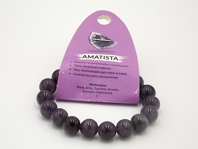 Pulsera de piedra natural de Amatista de 10mm
