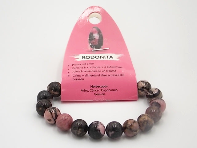 Pulsera de piedra natural de Rodonita de 10mm