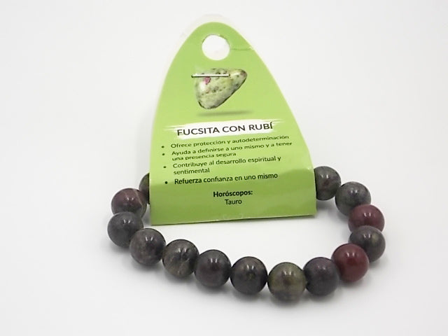 Pulsera de piedra natural de Rubí en fuchsita de 10mm