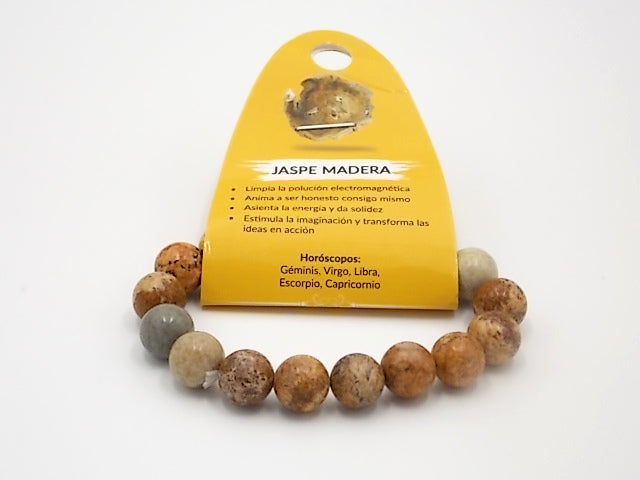 Pulsera de piedra natural de Jaspe madera de 10mm