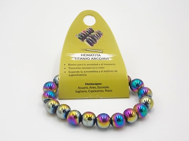 Pulsera de piedra natural de Hematite arcoiris de 10mm